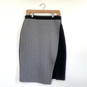 Anthropologie pencil skirt with geometric design and side slit, 31” waist